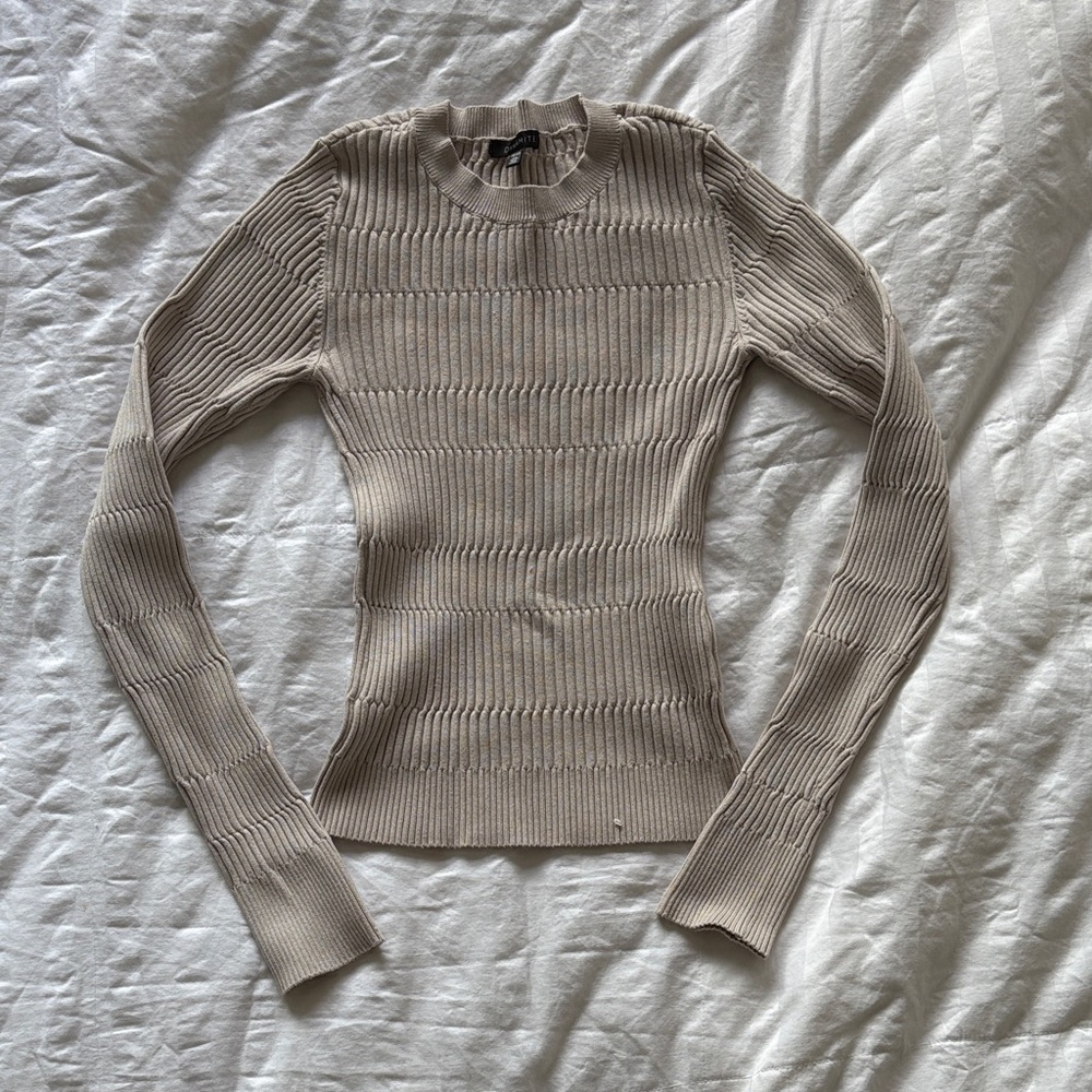 Dynamite Beige Long Sleeve Ribbed Top